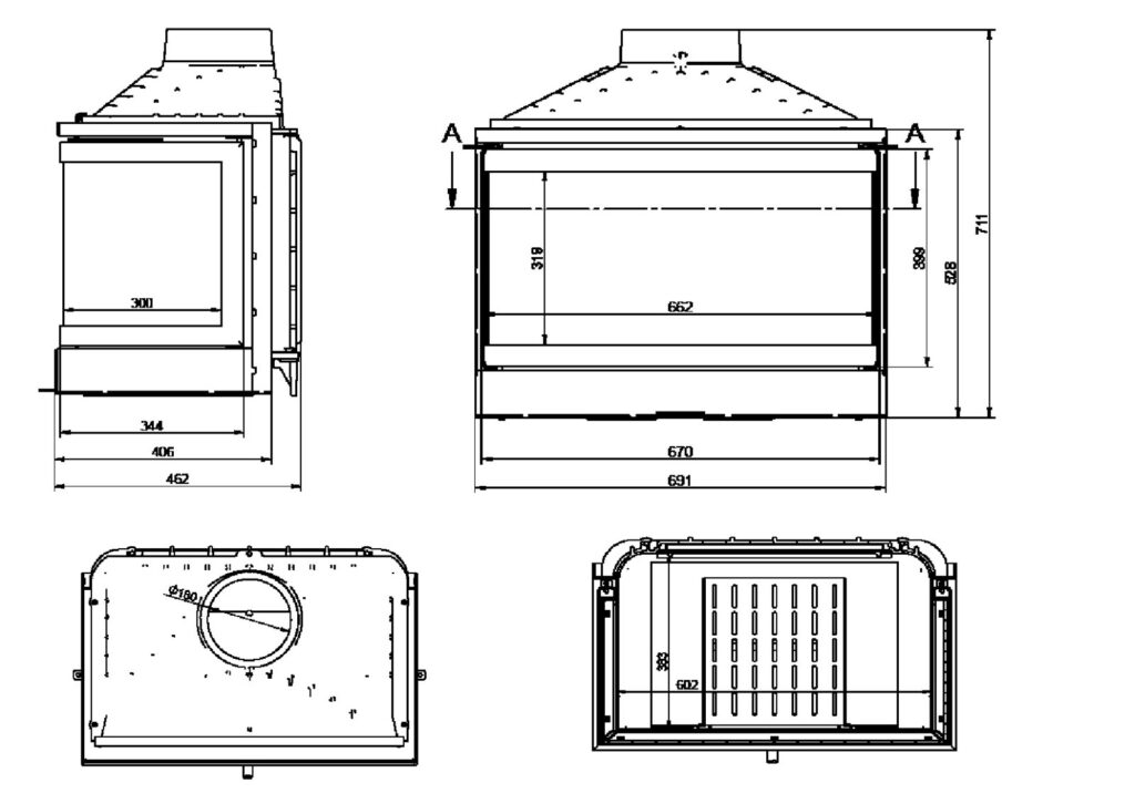 Rysunek techniczny HEATING PRO 3 trzyszybowy z wymiarami